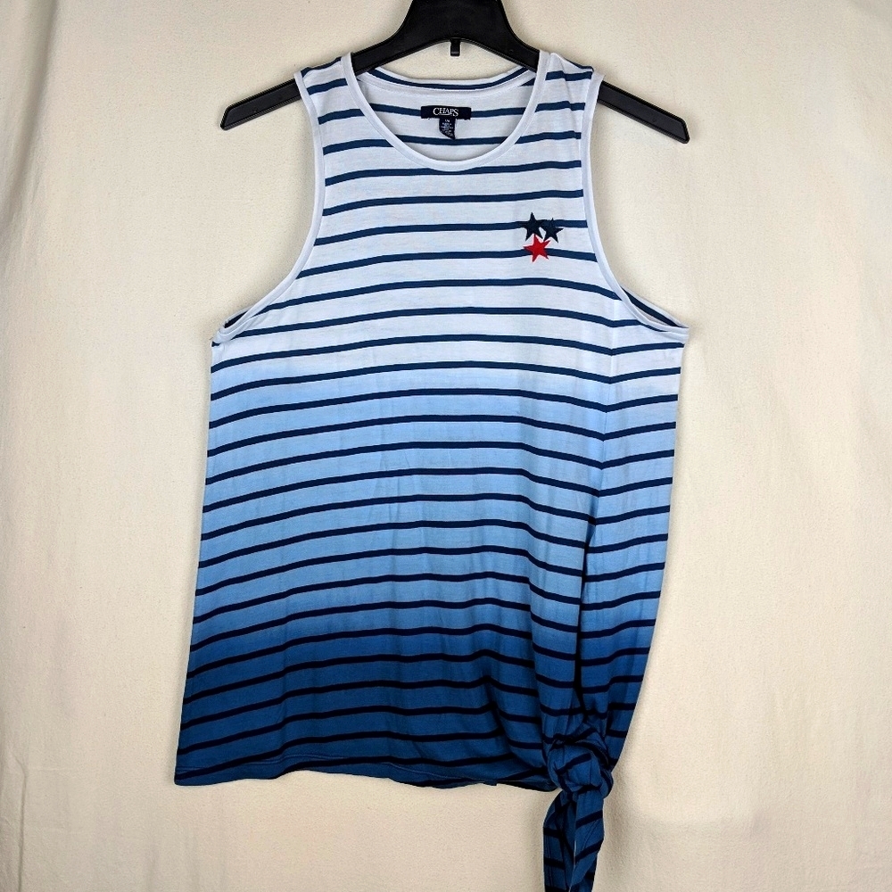 NEW Chaps Tank Top Size L Tie Dyed Blue